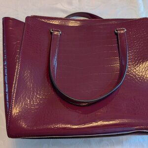 NW/OT KATE SPADE NEW YORK BURGUNDY VINYL HANDBAG LARGE